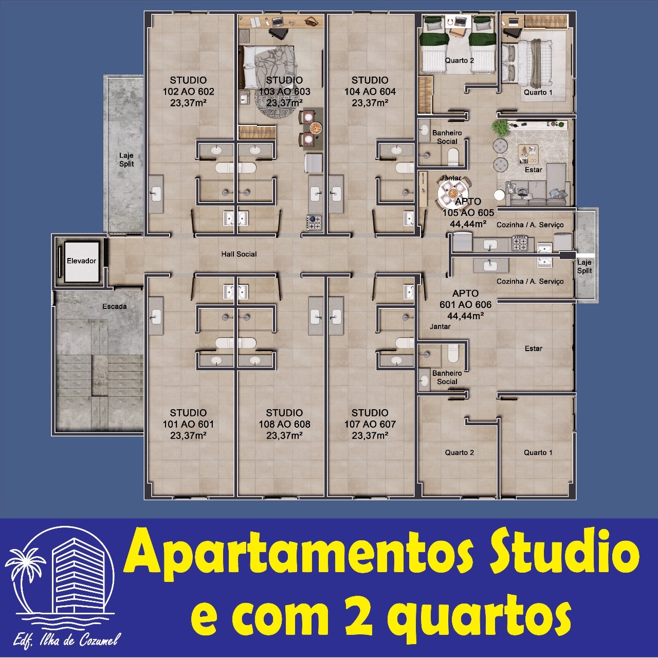 Apartamento à venda com 1 quarto e 23m² no Bairro Novo, Olinda (PE) — foto 2 de 10
